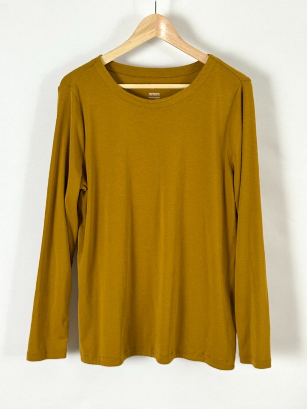 J Jill Pima Cotton Crew Neck Long Sleeve T-Shirt Sz L Mustard Yellow Tee Soft